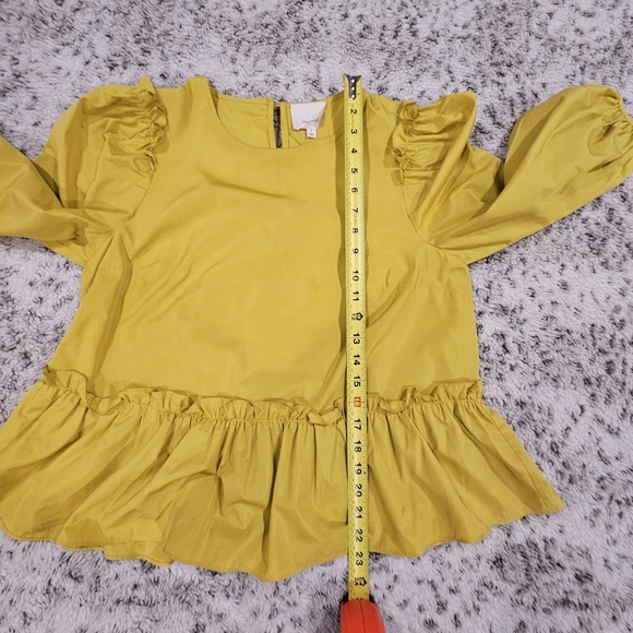 Cinq À Sept SZ S Jackie Puffy Sleeve Ruffle Trim Loose Fit Regencycore Blouse - Picture 8 of 12